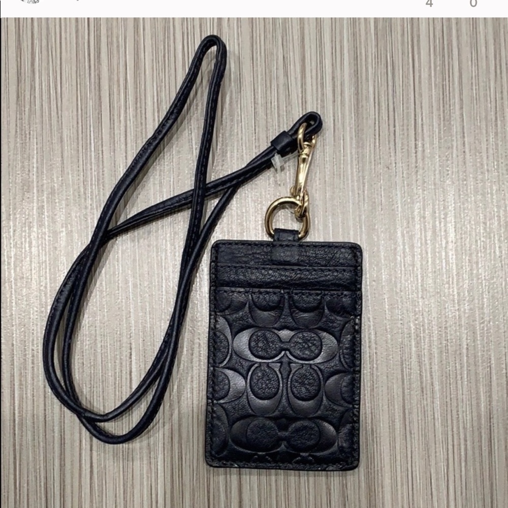 NWOT BLACK LEATHER COACH LANYARD - RESELL